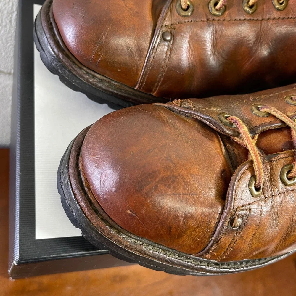 Vintage 1970s‎ REI Red Wing Hunting Boots Brown Lace Up Lug Sole F07188 Size 12